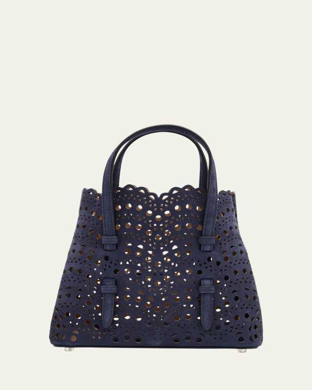 Mina 20 Top-Handle Bag in Perforated Suede